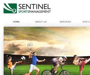 Sentinel Sports Management: Branding, web design & website development for a London based sports management company
